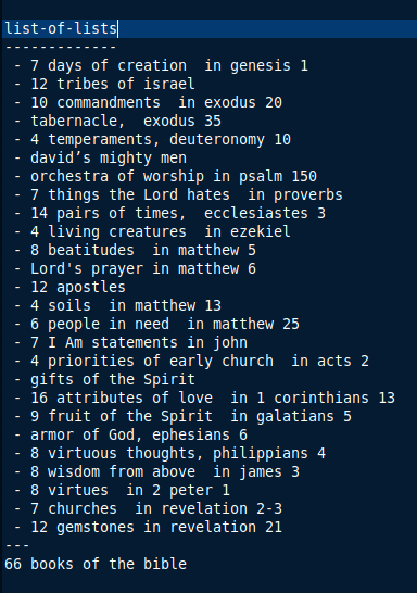 List of Lists in Scripture